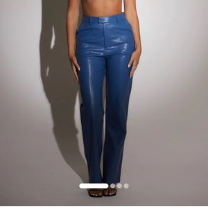 SLA the Label Blue Faux Leather Trousers NWT